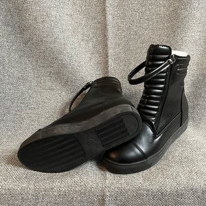 Black combat boots with velvet lining. Zipper front, never worn!